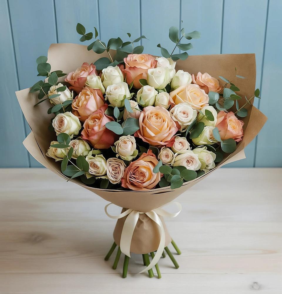 Букет цветов из: Альстромерии и Розы в Ишимбае