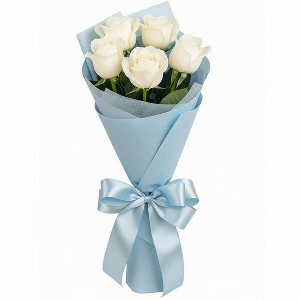 Букет 5 Белых роз Проуд в Ишимбае