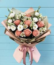 Букет цветов из:  Розы, Альстромерии и Лизиантусы в Ишимбае