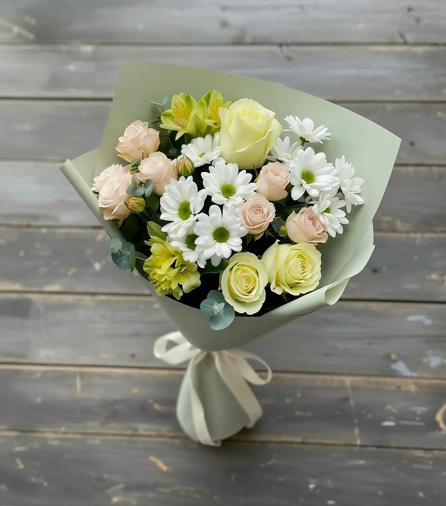 Букет цветов из: Альстромерии, Розы и Хризантемы в Ишимбае