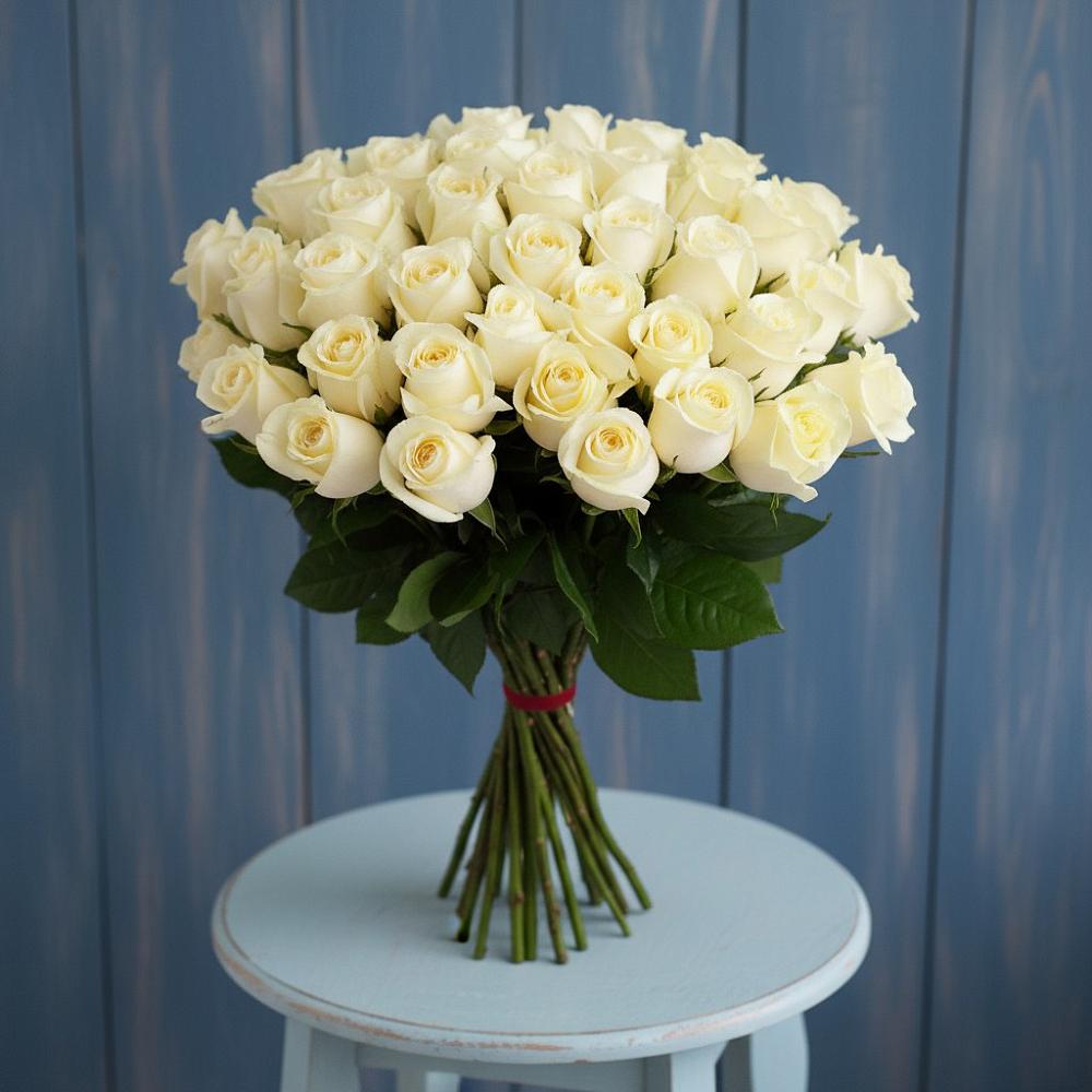 Букет 51 Белая роза Эдлесс Лав в Ишимбае
