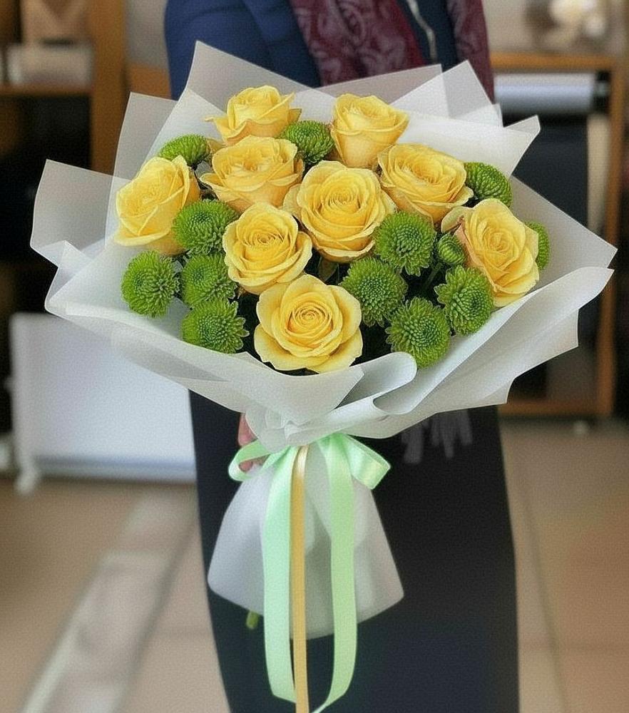 Букет цветов из: Хризантемы и Розы в Ишимбае