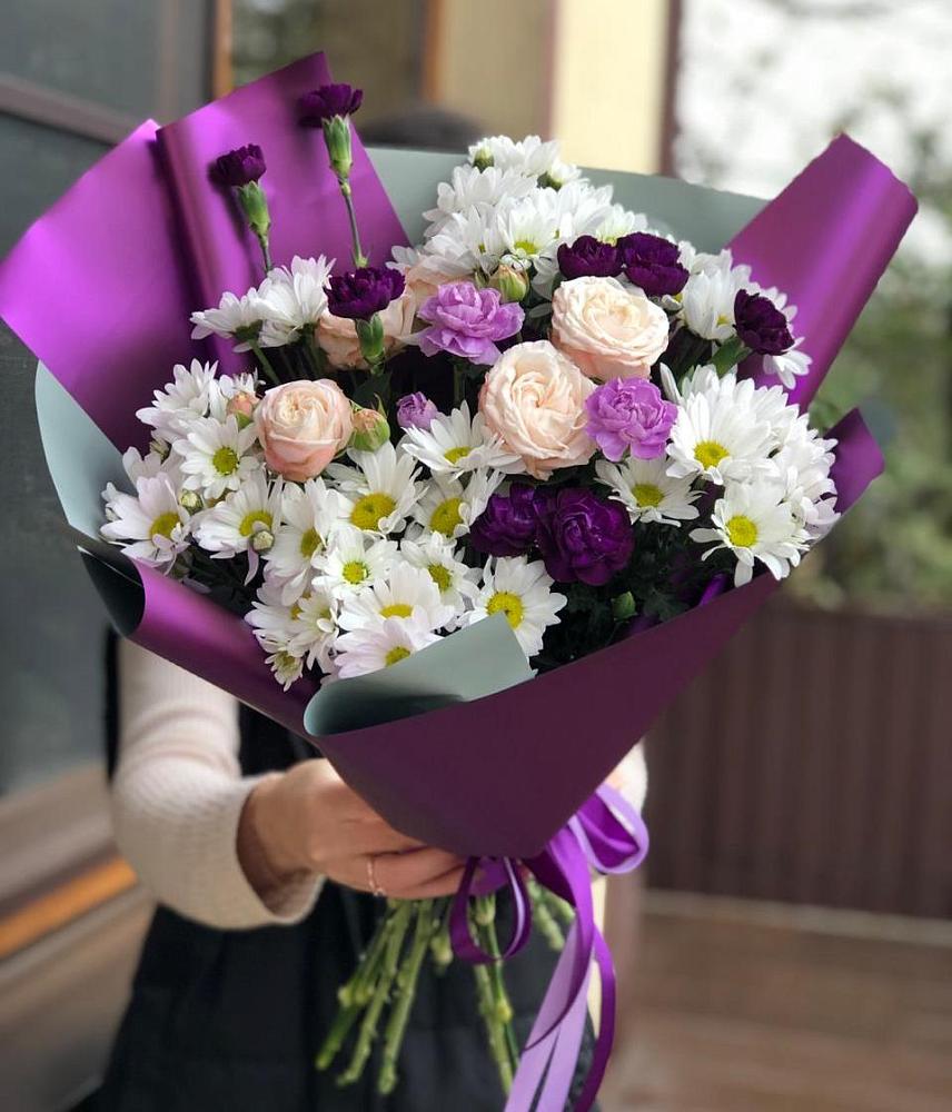 Букет цветов из: Хризантемы, Гвоздики и Розы в Ишимбае