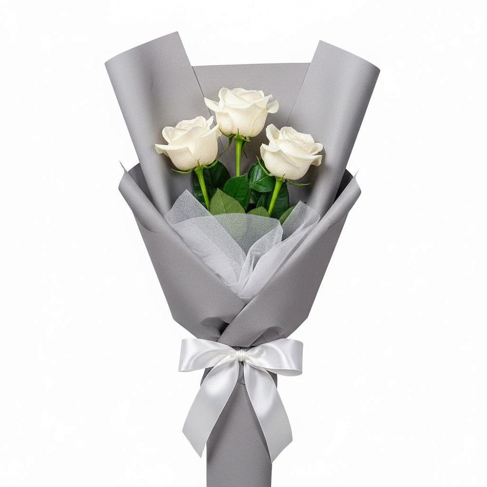 Букет 3 белые розы в Ишимбае