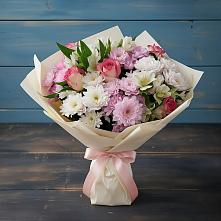 Букет цветов из:  Хризантемы, Альстромерии и Розы в Ишимбае