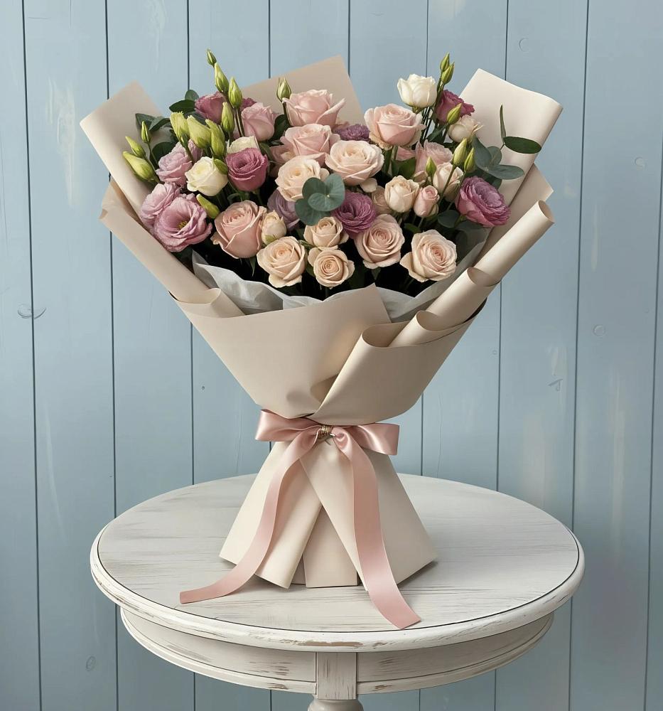 Букет цветов из: Розы и Лизиантусы в Ишимбае