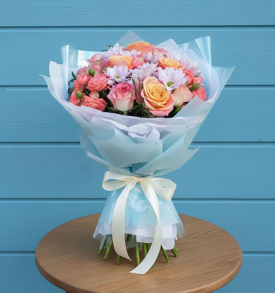 Букет цветов из: Хризантемы и Розы в Ишимбае