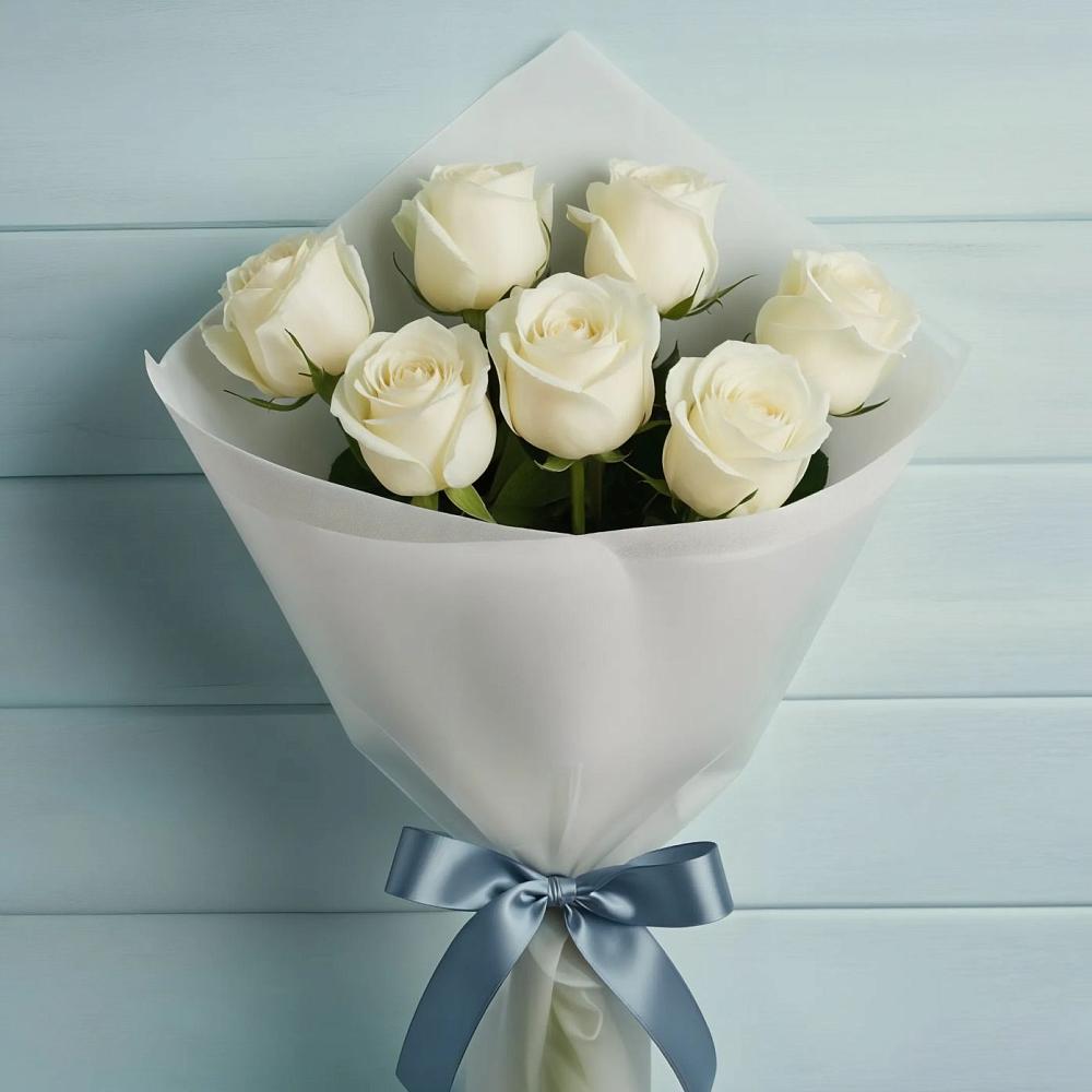 Букет 7 Белых роз Эдлесс Лав в Ишимбае